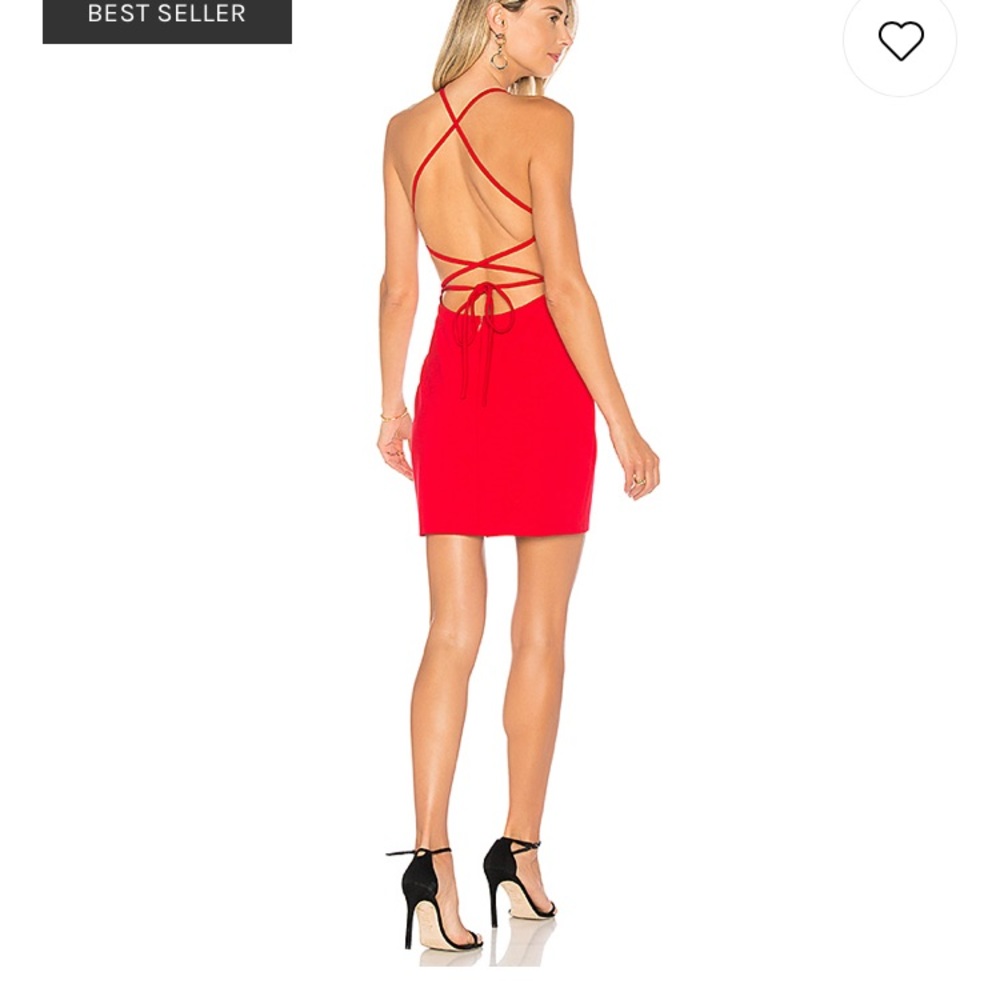 Red bodycon dress with lace up back